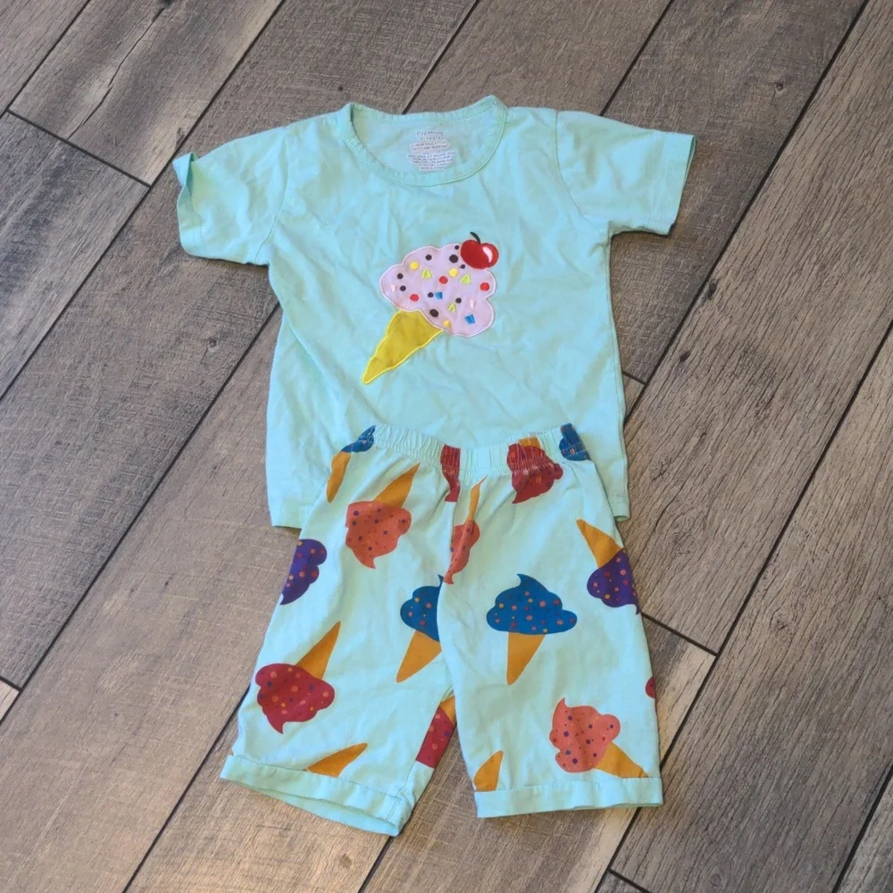 Popshion Girls Ice Cream Pajamas Size 5 Short PJ Set Blue Summer Cozy VGUC